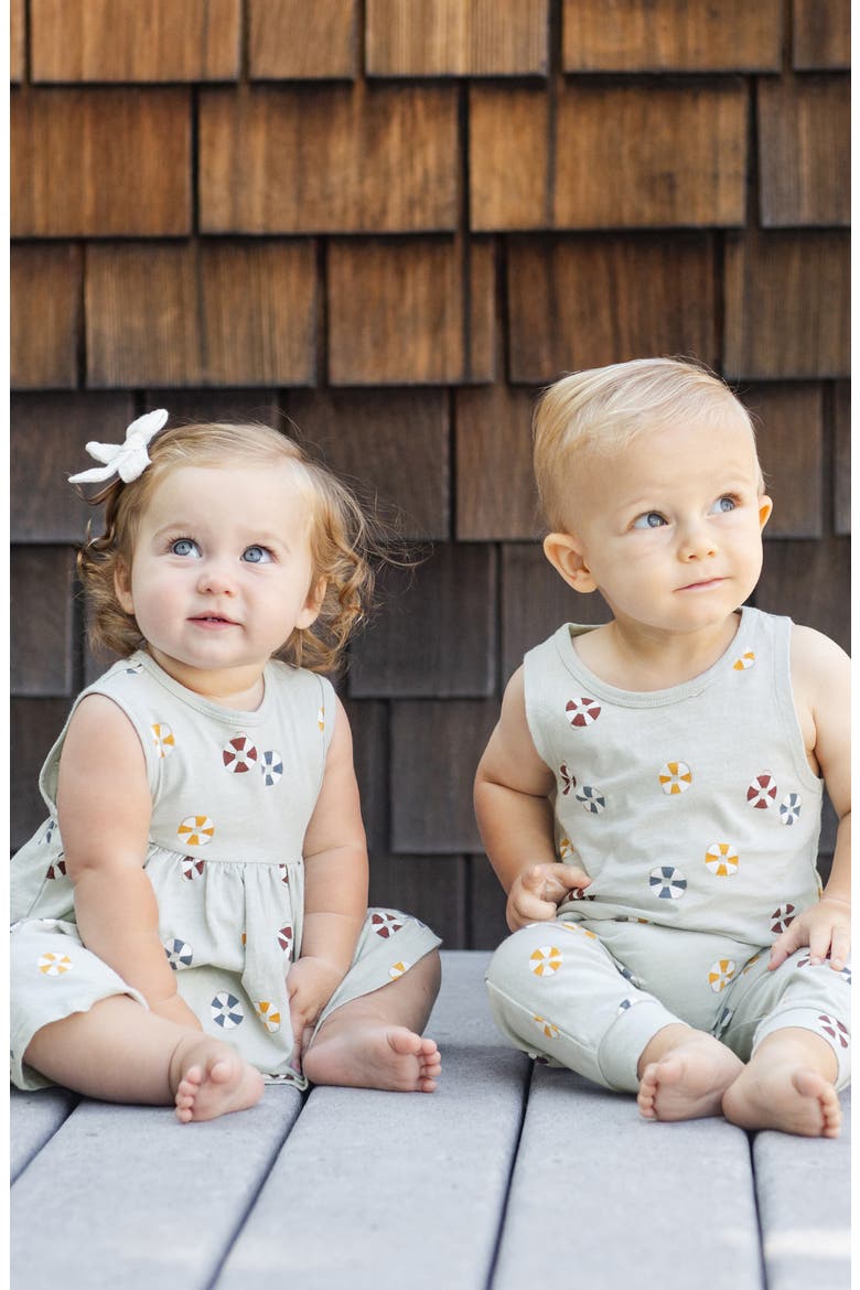 Print Cotton Romper, Alternate, color, SEAFOAM