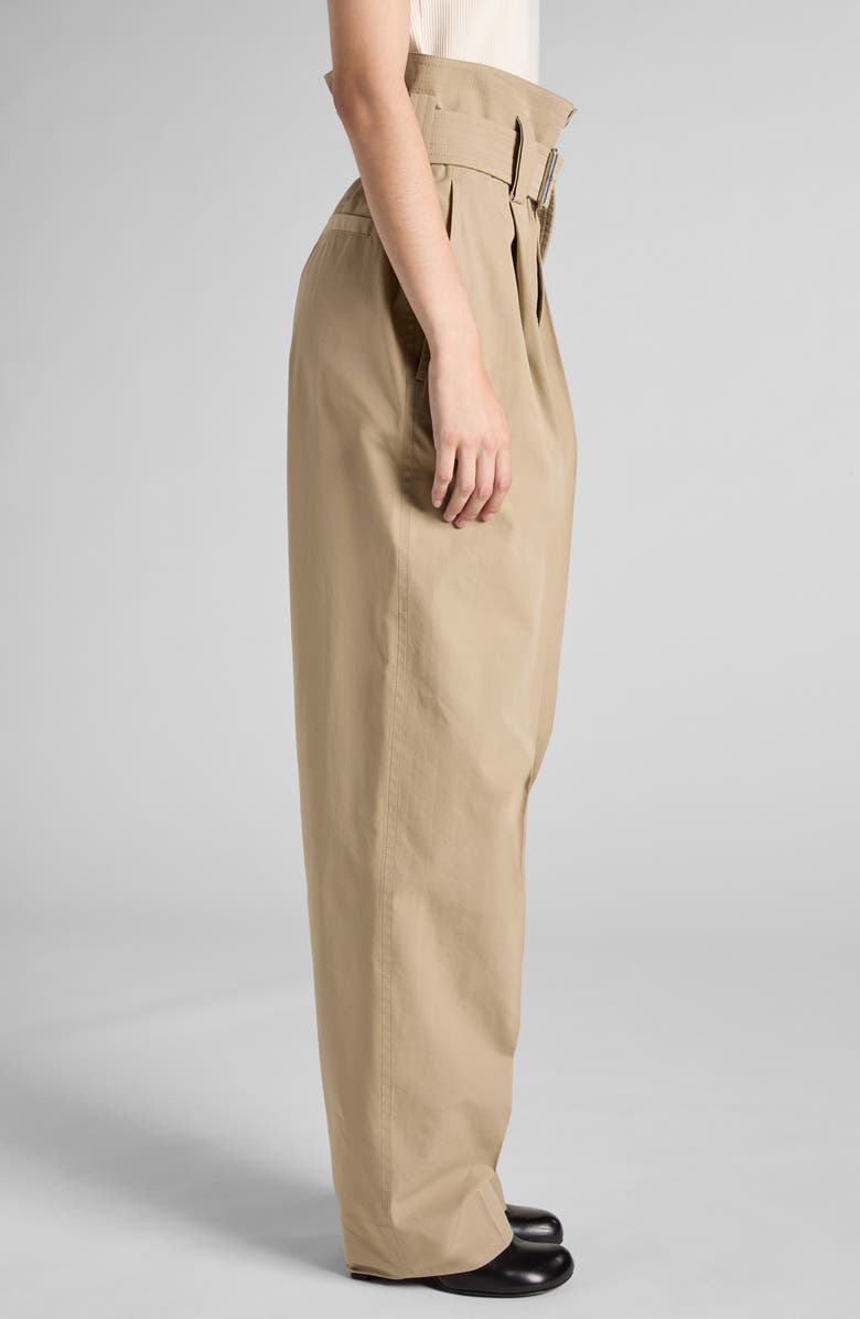 Bottega Veneta Belted Paperbag Waist Compact Cotton Pants, Alternate, color, 