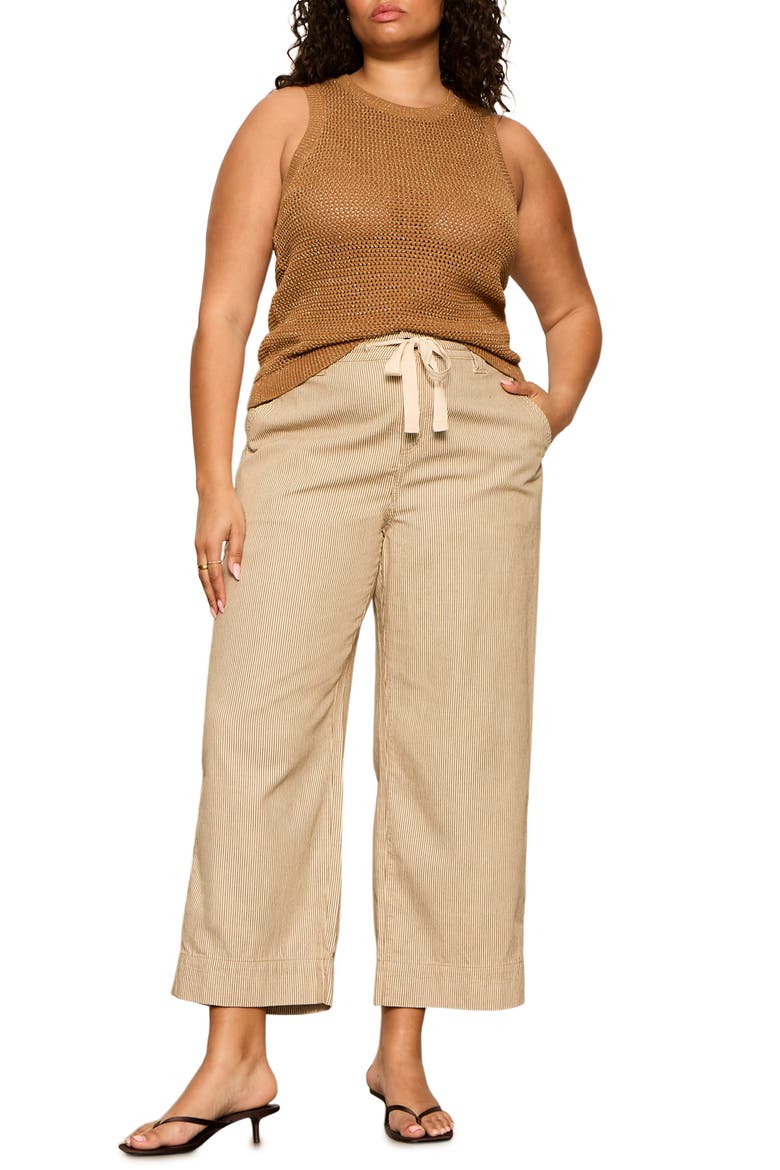 Lily Stripe Crop Pants, Alternate, color, BROWN