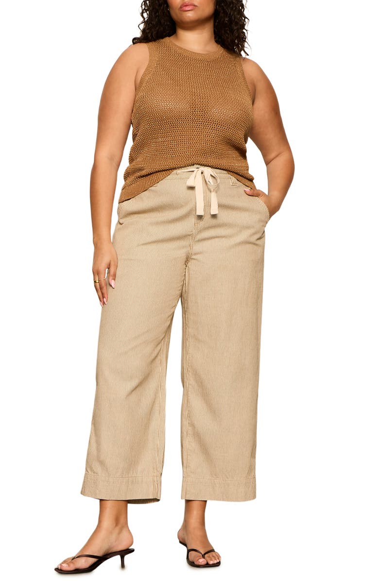 Sanctuary Lily Stripe Crop Pants, Alternate, color, Brown
