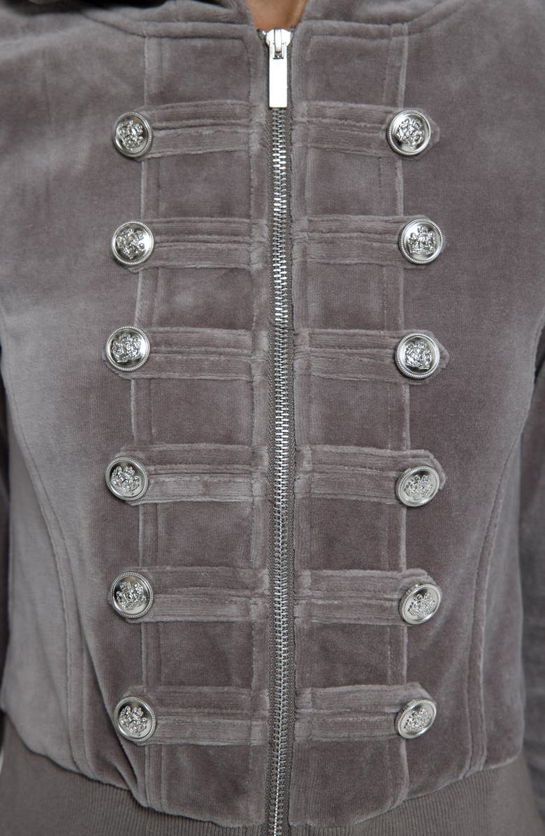 JADED LONDON Mini Monster Velour Military Hoodie, Alternate, color, Brown