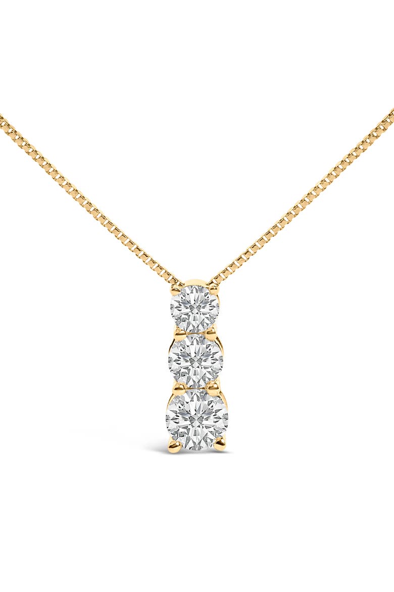 14K Gold 1/2 Cttw Lab Grown Diamond Three Stone Pendant Necklace, Alternate, color, Yellow