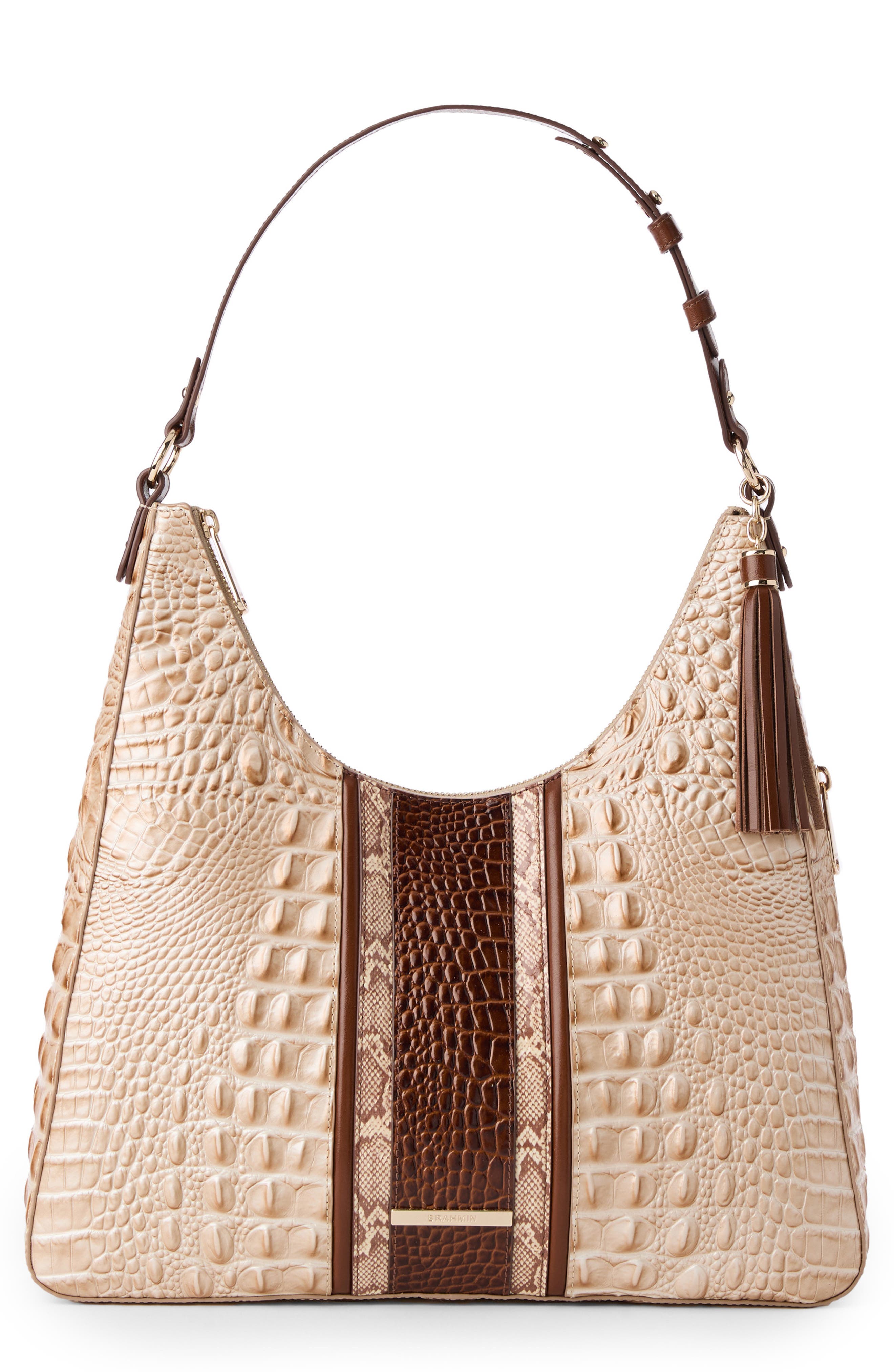 Brahmin Tabitha Croc Embossed Leather Shoulder Bag, Main, color, 
