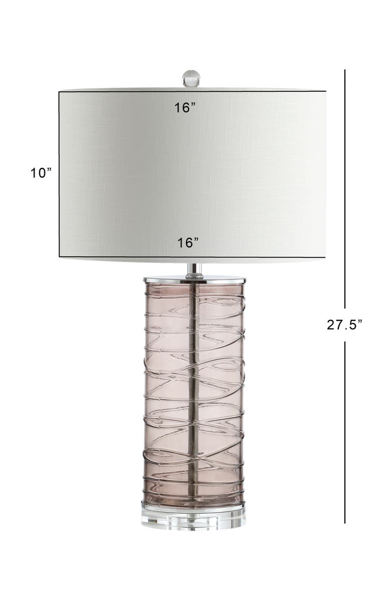 JONATHAN Y Cole 27.5" Modern Fused Glass Cylinder LED Table Lamp, Alternate, color, Smoky Gray