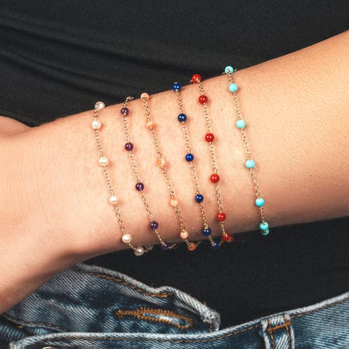 The Lovery Fine Jewelry Coral Bead Chain Bracelet In Orange