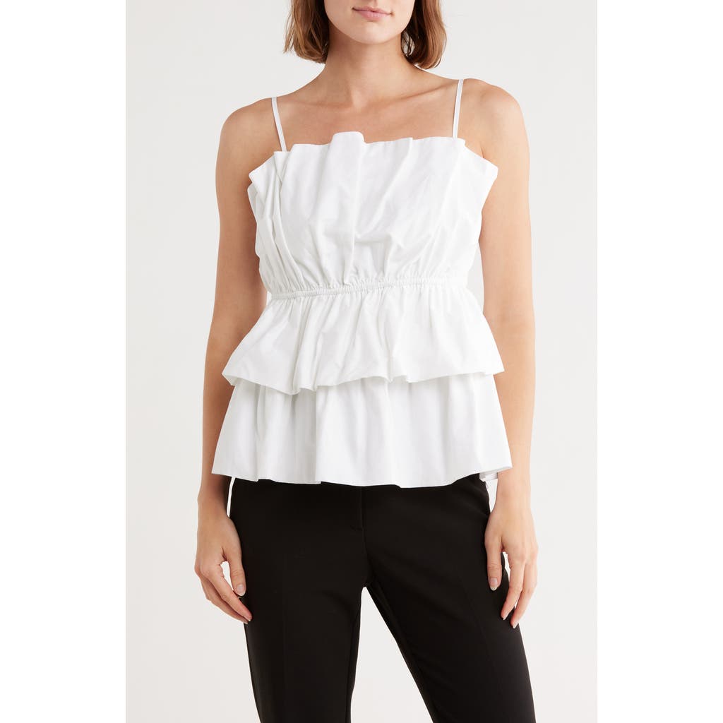 Milly Naomi Poplin Peplum Camisole In White