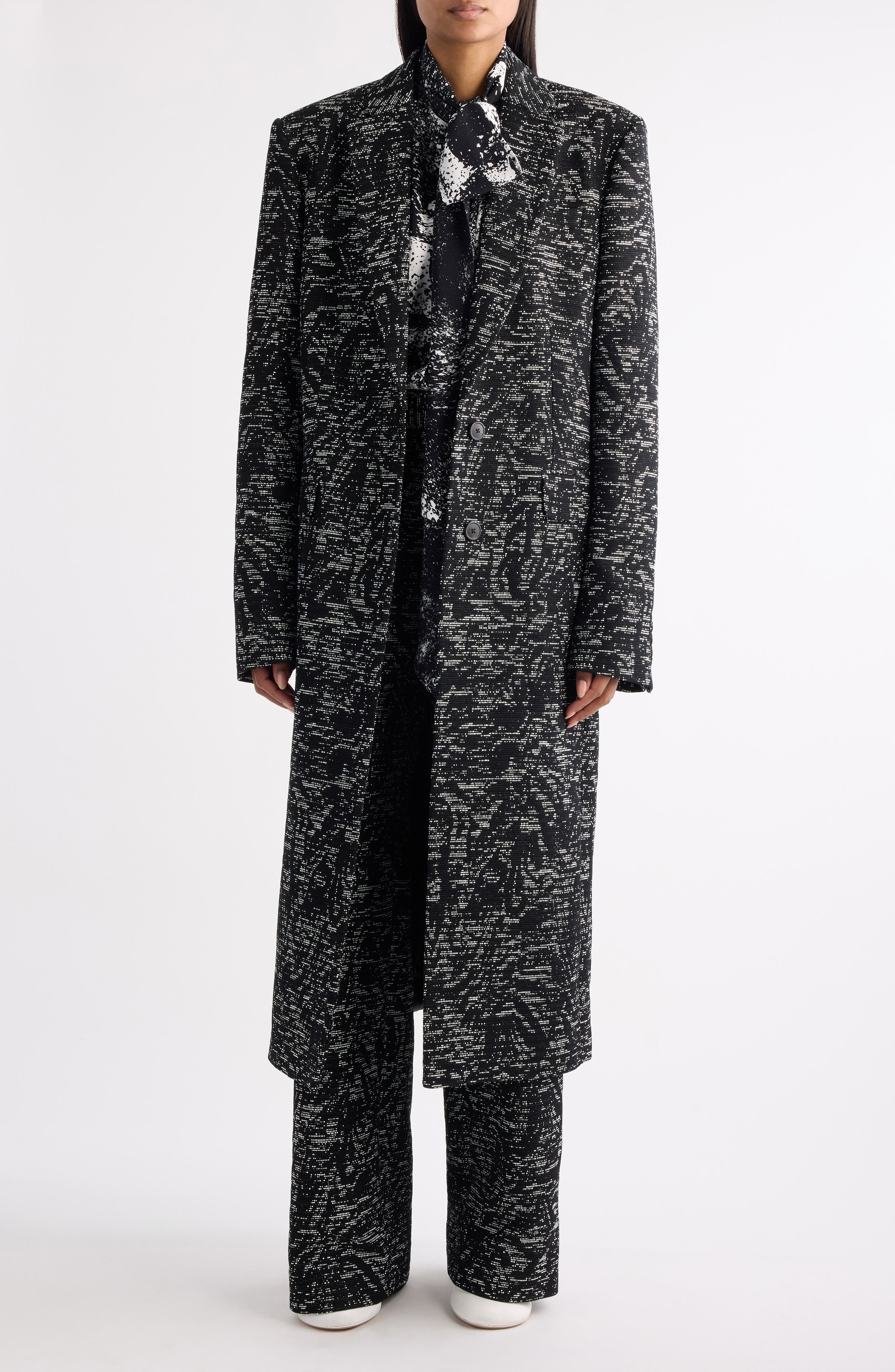 Raftan Abstract Swirl Jacquard Coat