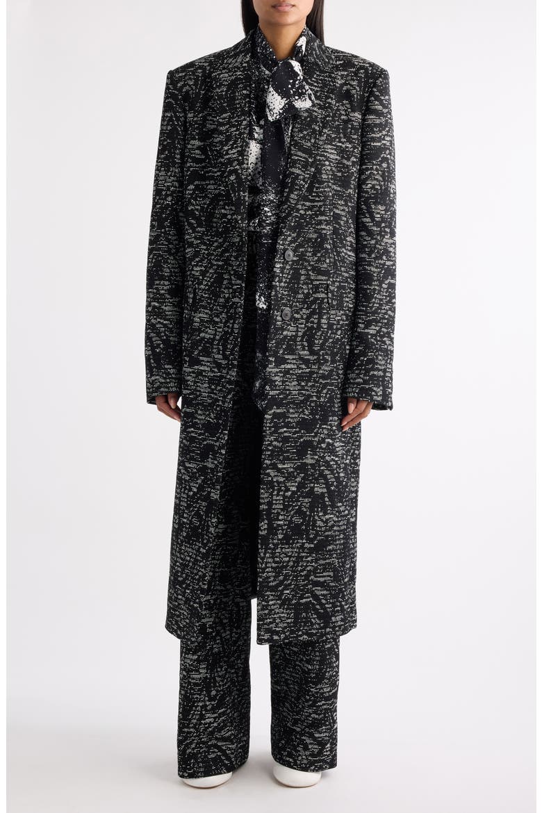 Raftan Abstract Swirl Jacquard Coat, Main, color, BLACK