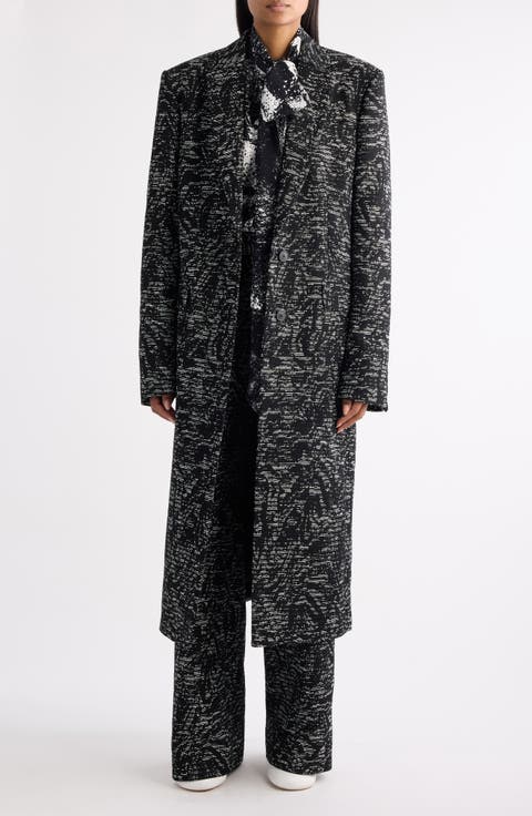 Raftan Abstract Swirl Jacquard Coat