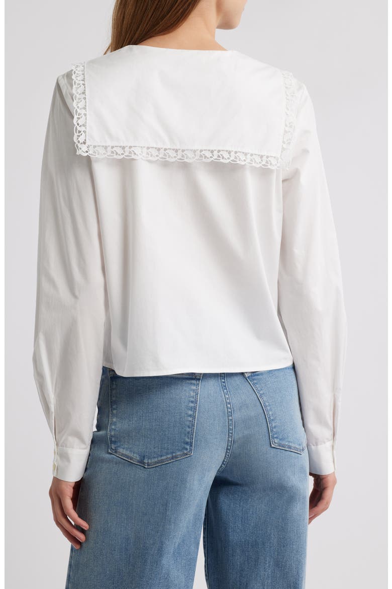 The Charm Sailor Collar Cotton Poplin Button-Up Shirt, Alternate, color, WHITE