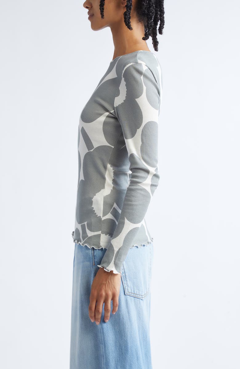Marimekko Floraali Unikko Rib Top, Alternate, color, Grey Off White