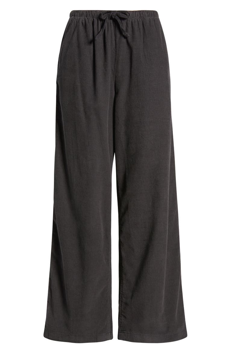 Keepsakes Corduroy Wide Leg Drawstring Pants, Alternate, color, WASHED BLACK