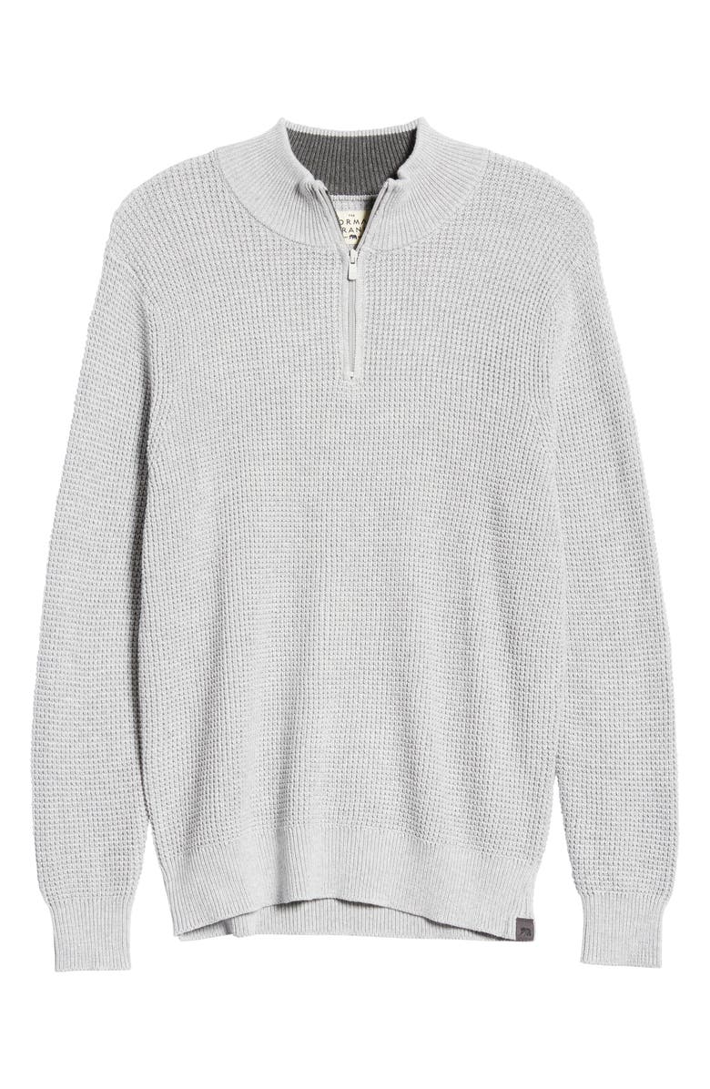 The Normal Brand Waffle Knit Quarter Zip Pullover, Alternate, color, Grey
