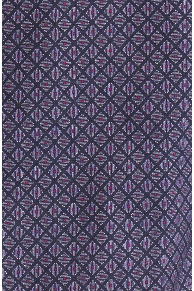 Geometric Print Stretch Button-Up Shirt, Alternate, color, NAVY