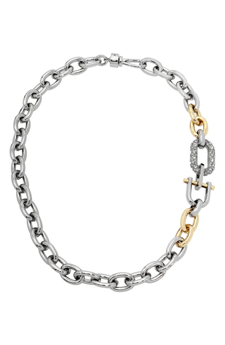 AllSaints Crysal Link Collar Necklace, Main, color,