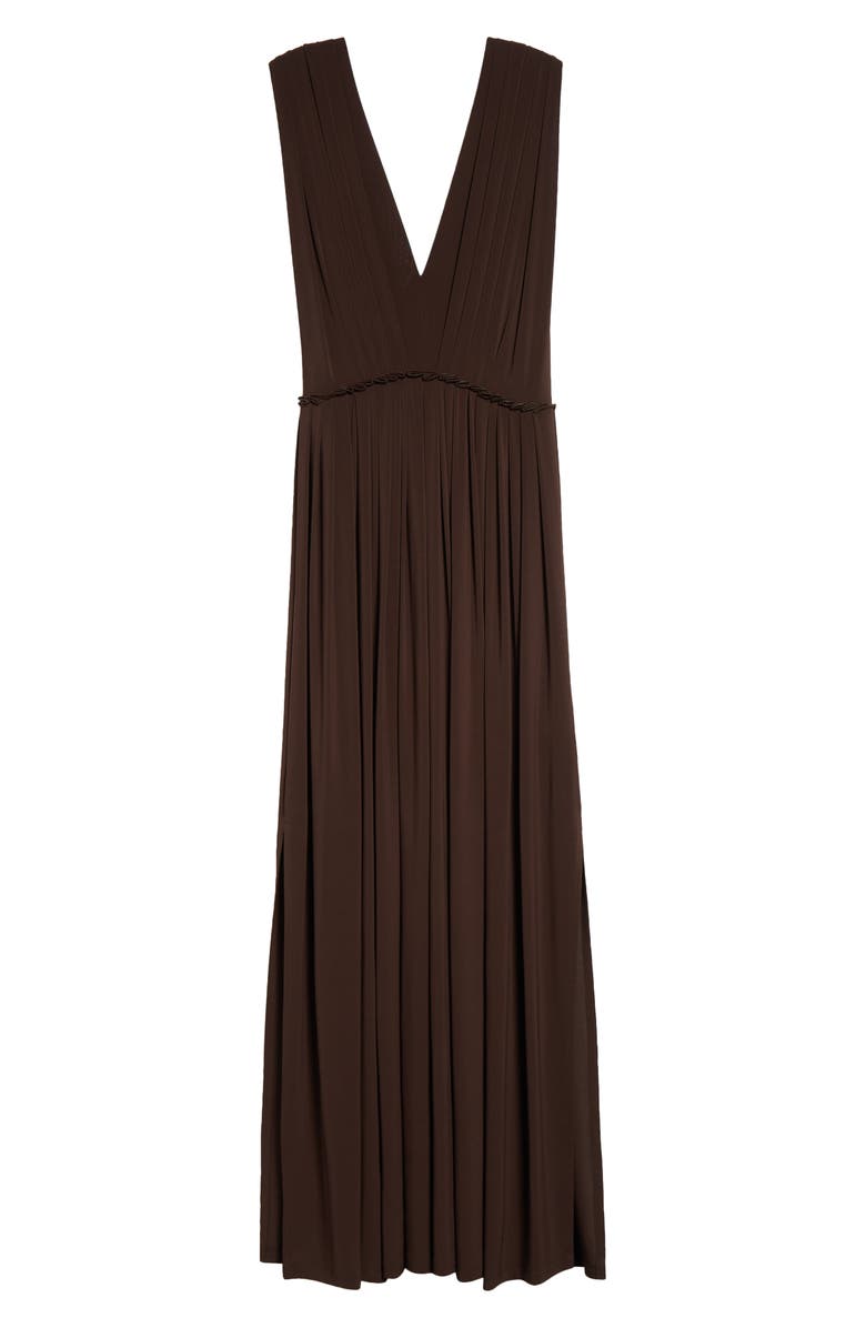 Max Mara Walter Pleated Jersey Dress, Alternate, color, Coffee