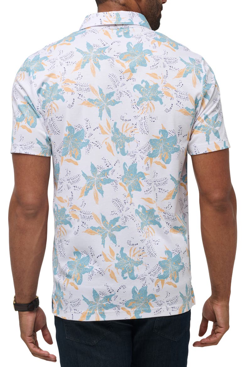 Paradise Peak Floral Cotton Blend Polo, Alternate, color, WHITE