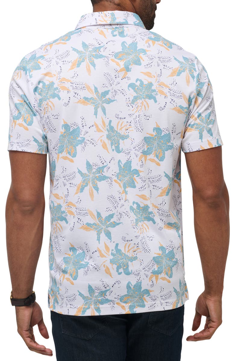 TravisMathew Paradise Peak Floral Cotton Blend Polo, Alternate, color, White