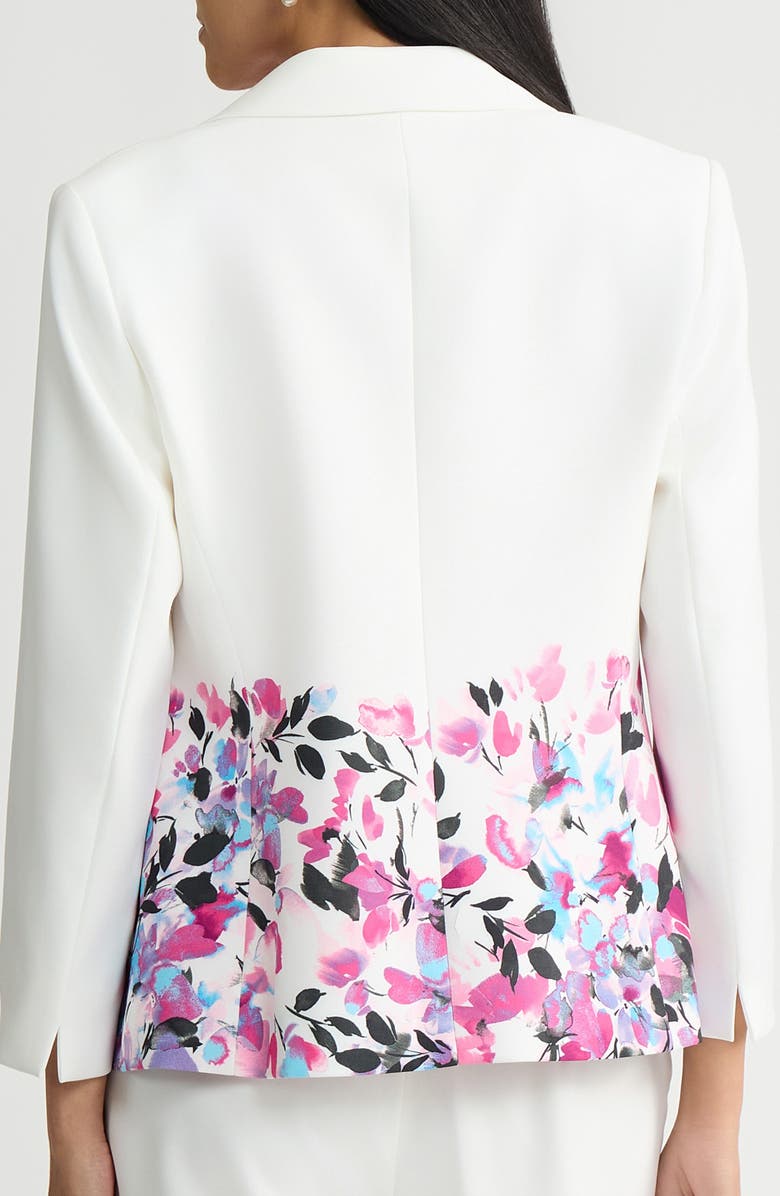 KASPER Floral Print Two-Button Jacket, Alternate, color, Lily White Multi
