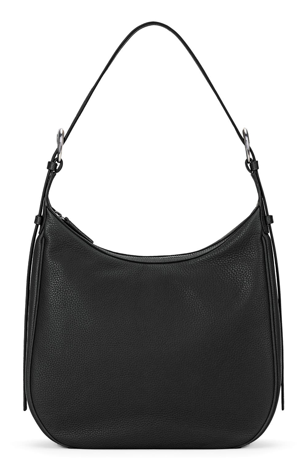 Pine Leather Hobo Bag, color, BLACK