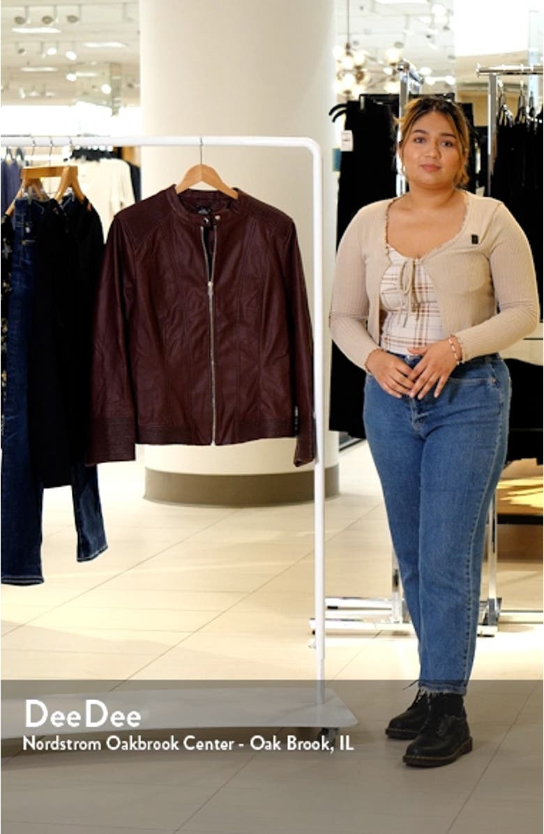 Ribbed Faux Leather Biker Jacket, sales video thumbnail