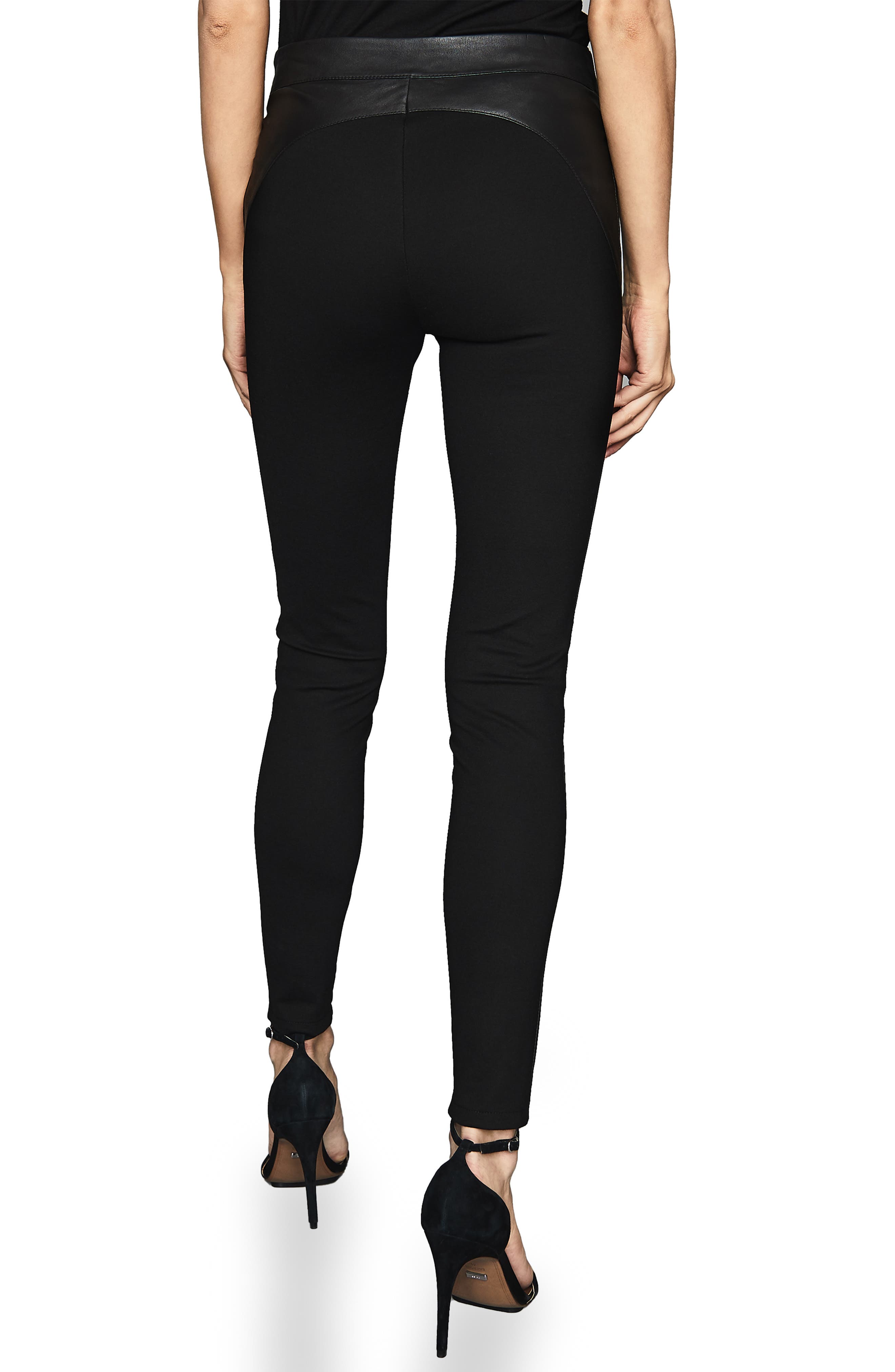 Reiss Valerie Mix Media Leather Pull-On Pants (Women) | Nordstrom