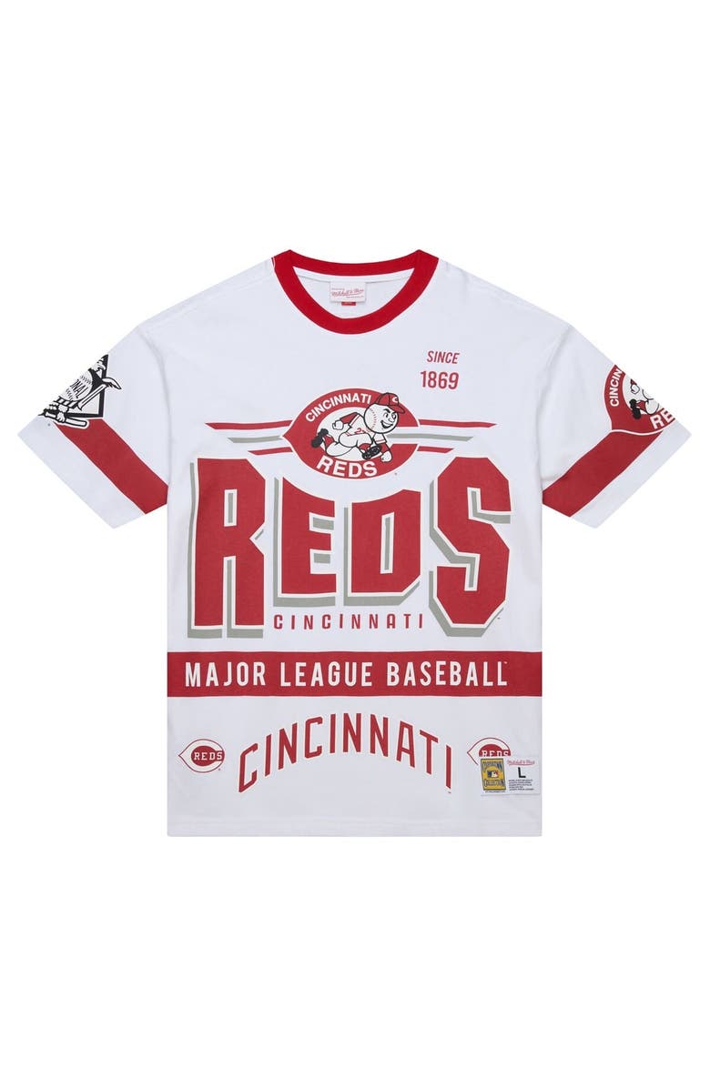 Mitchell & Ness Men's Mitchell & Ness White Cincinnati Reds Cooperstown Collection Team Origins Premium T-Shirt, Alternate, color, 
