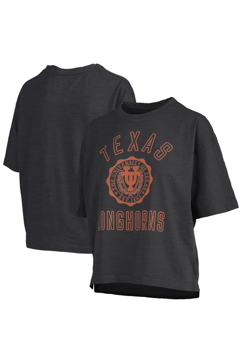 Women's Pressbox Black Texas Longhorns Motley Crew Bishop Waist Length Oversized Slub T-Shirt, Main, color, Black