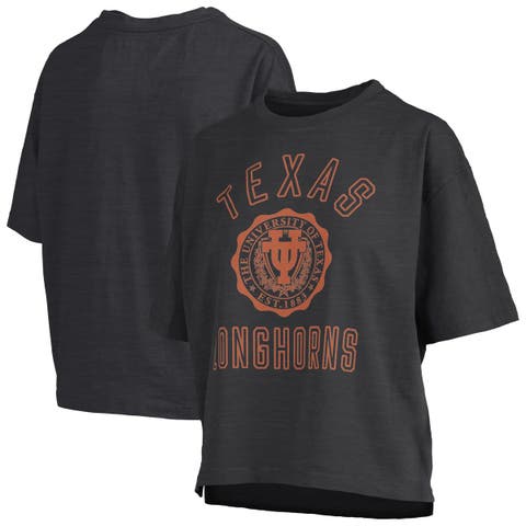 Women's Pressbox Black Texas Longhorns Motley Crew Bishop Waist Length Oversized Slub T-Shirt