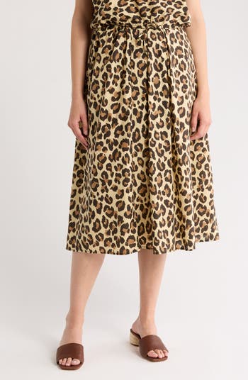 Sanctuary Everyday Cheetah Print A-line Midi Skirt Midi Stores