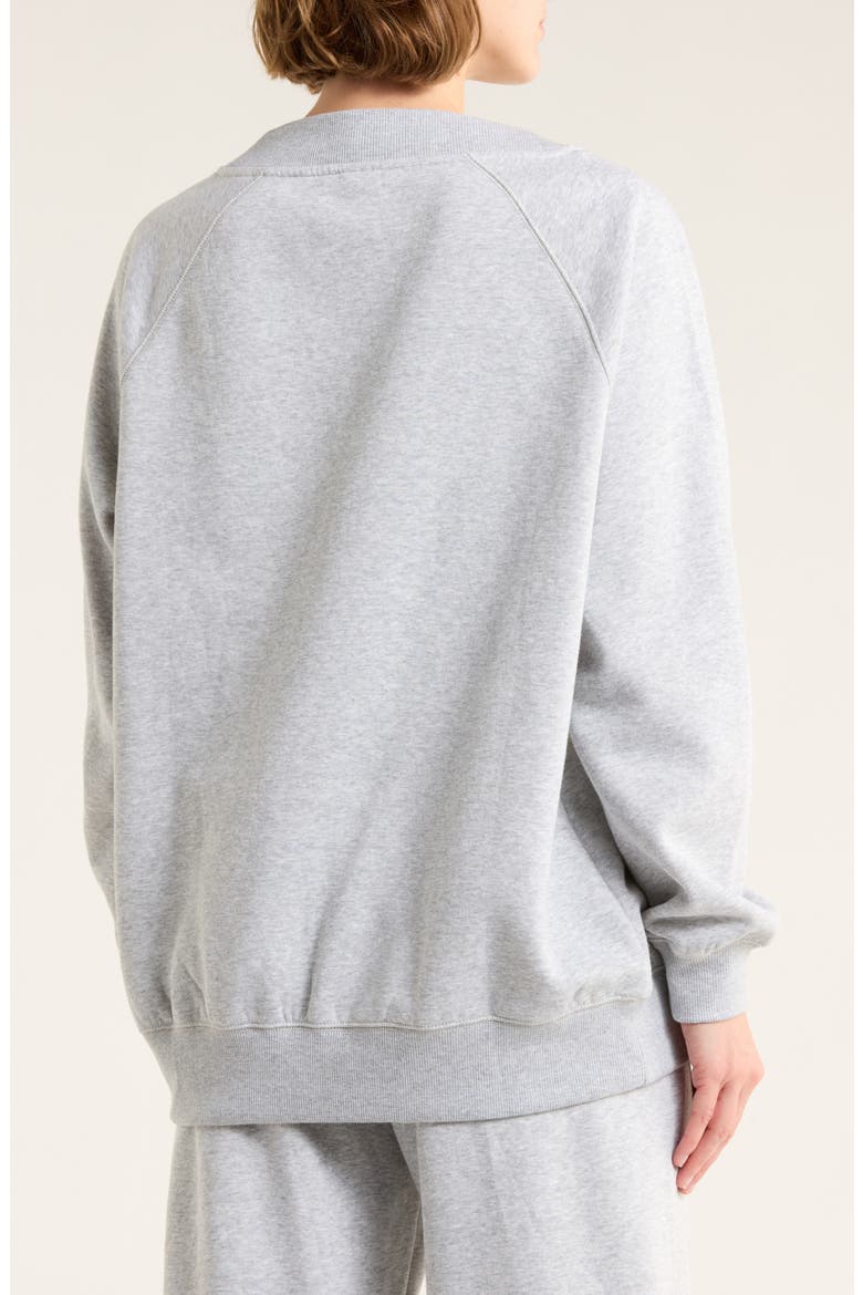 Oversized V-Neck Fleece Sweatshirt, Alternate, color, GREY SOFT HEATHER