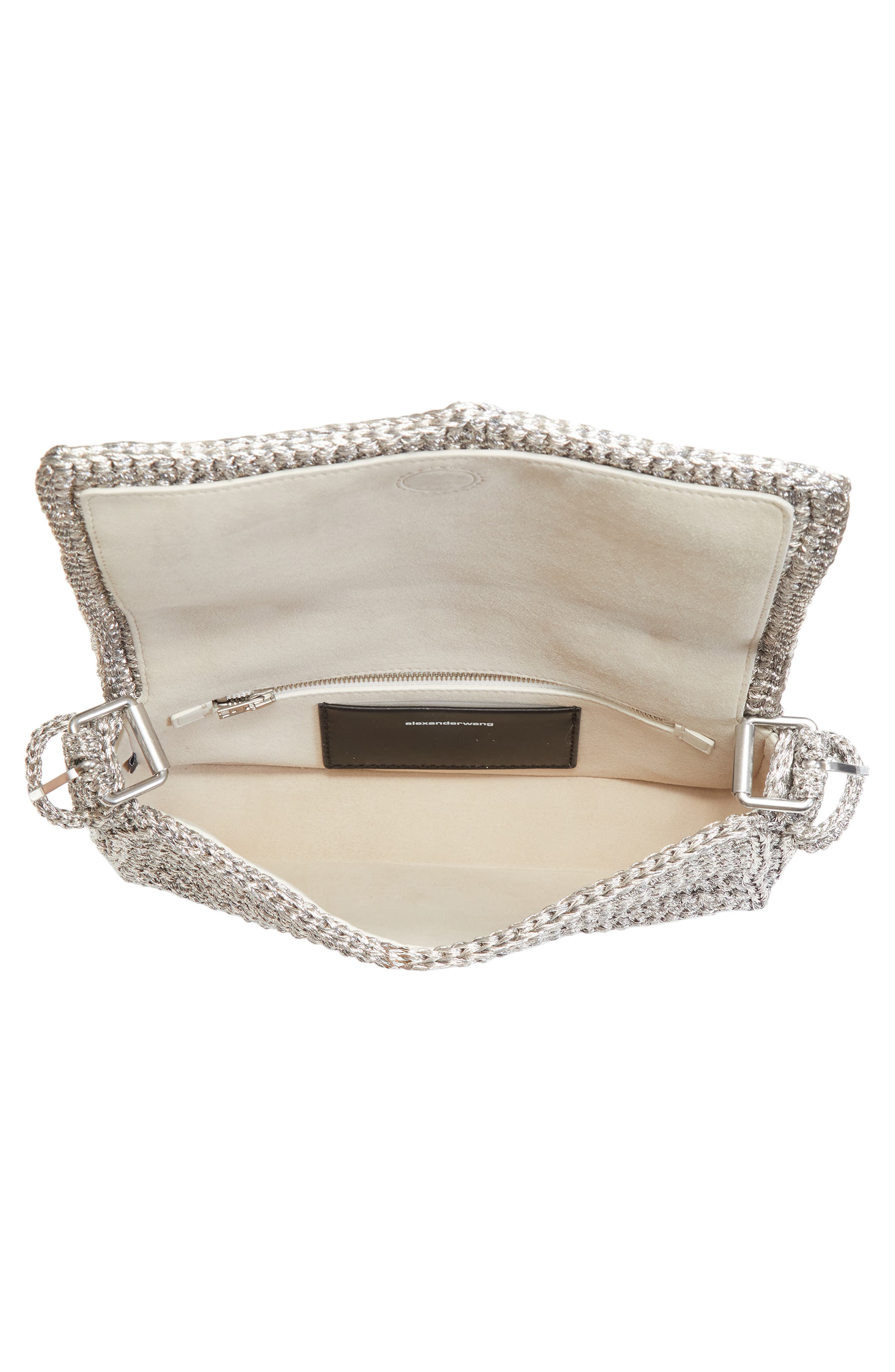 Alexander Wang Ricco Cozy Slim Woven Shoulder Bag, Alternate, color, Metallic Gunmetal