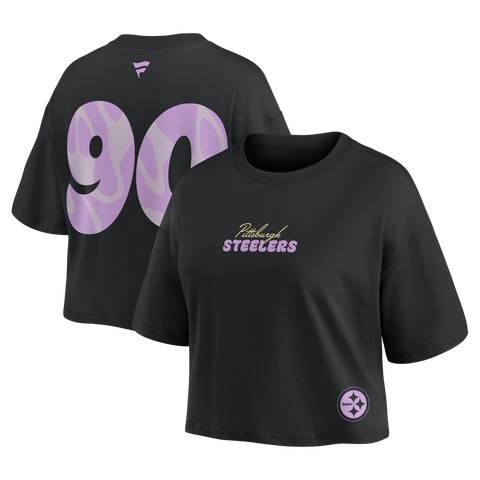 Women's Fanatics T.J. Watt Black Pittsburgh Steelers Fashion Cropped T-Shirt