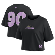 FANATICS Women's Fanatics T.J. Watt Black Pittsburgh Steelers Fashion Cropped T-Shirt