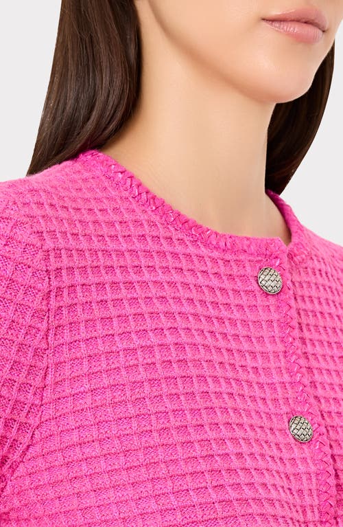 Milly Sade Textured Cardigan In Pink