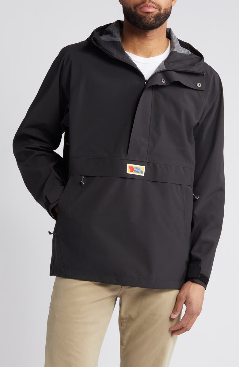 Fjällräven Vardag Water Repellent Anorak, Main, color, Black