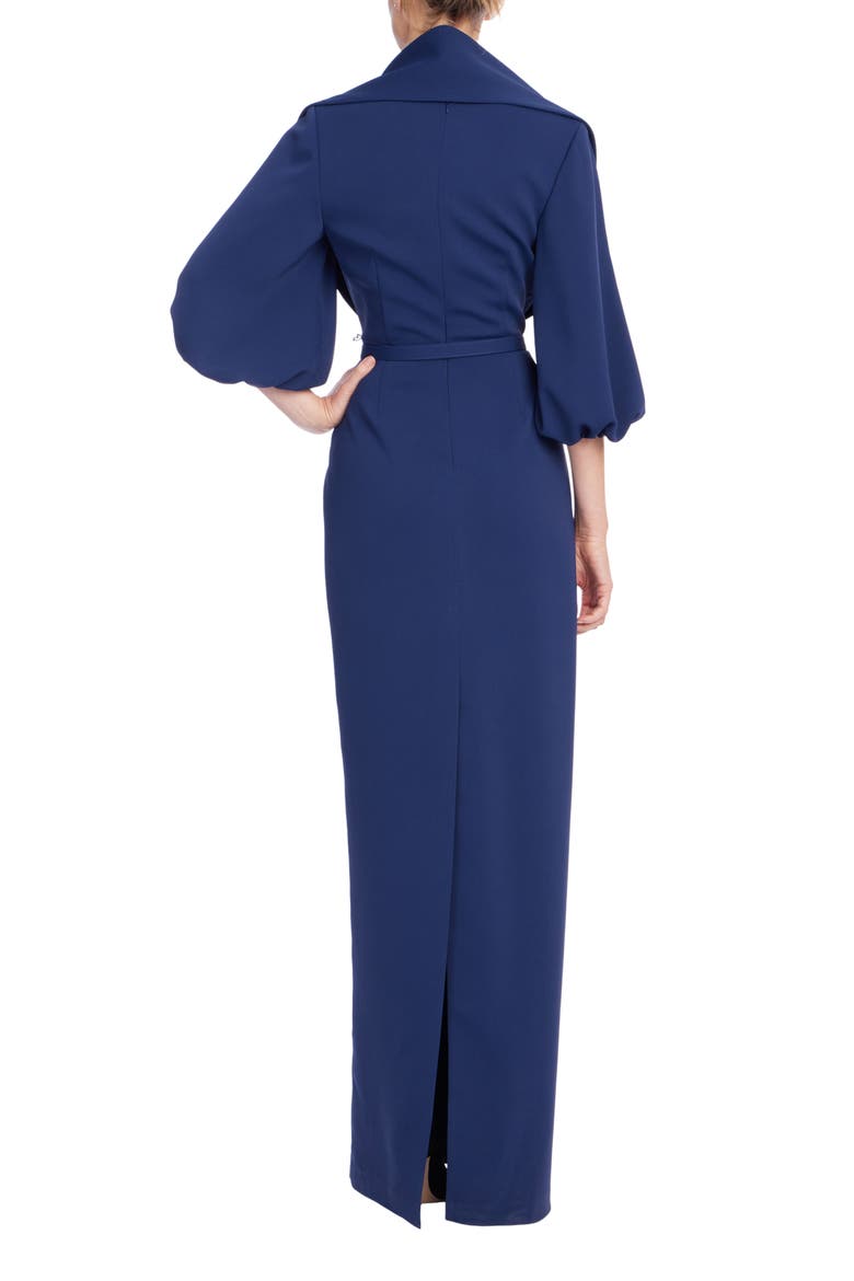 Puff Sleeve Gown with Belt, Alternate, color, ADMIRAL