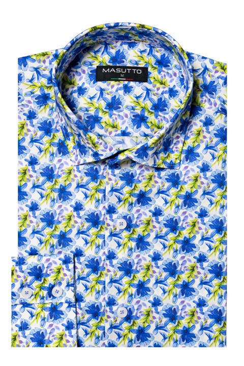 Yoma Print Button-Up Long Sleeve Shirt