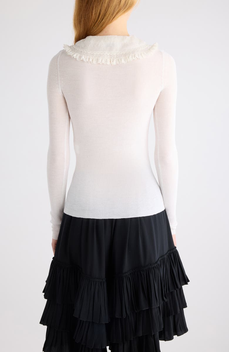 Chloé Superfine Wool Rib Polo, Alternate, color, Iconic Milk