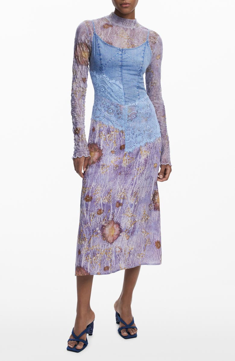 Desigual Sleeveless A-Line Dress, Main, color, Blue