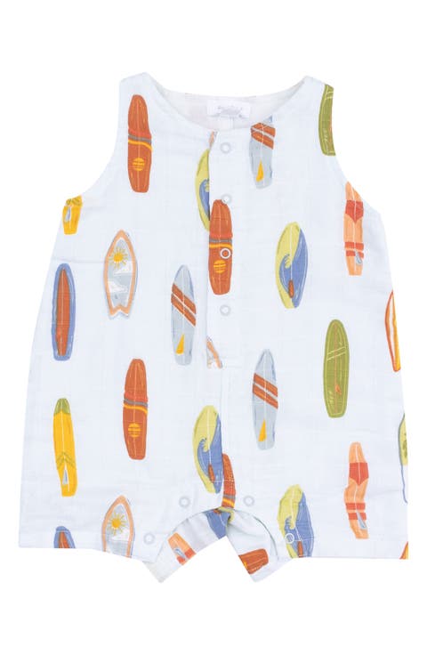 Organic Muslin Sleeveless Romper in Pacific