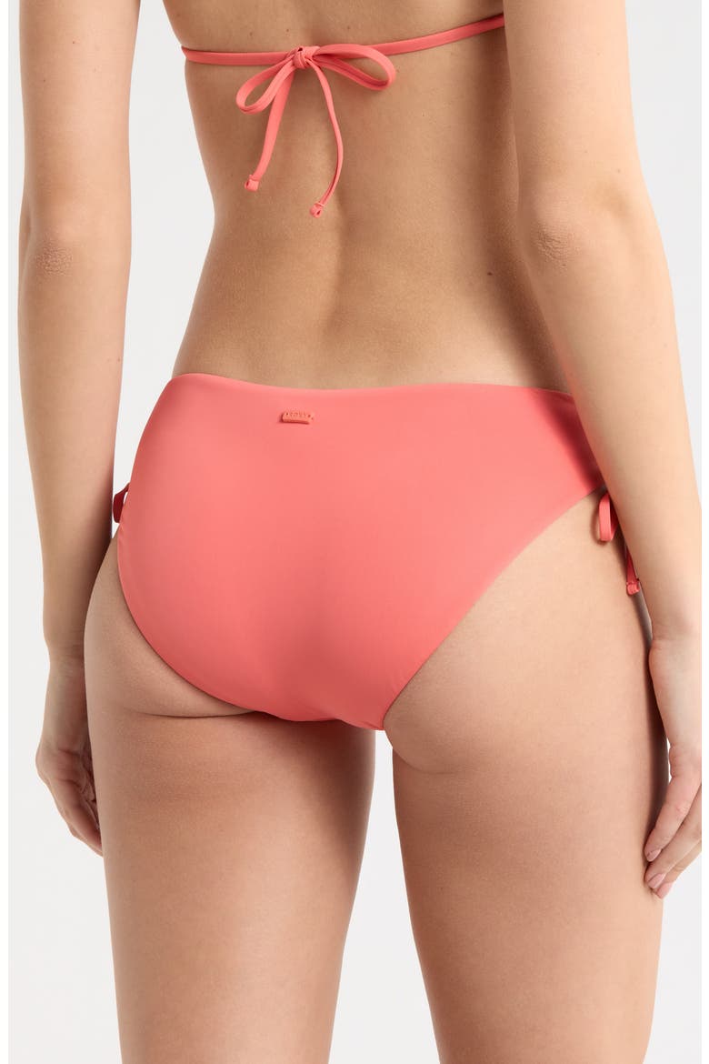 Beach Classics Side Tie Hipster Bikini Bottoms, Alternate, color, HOT CORAL