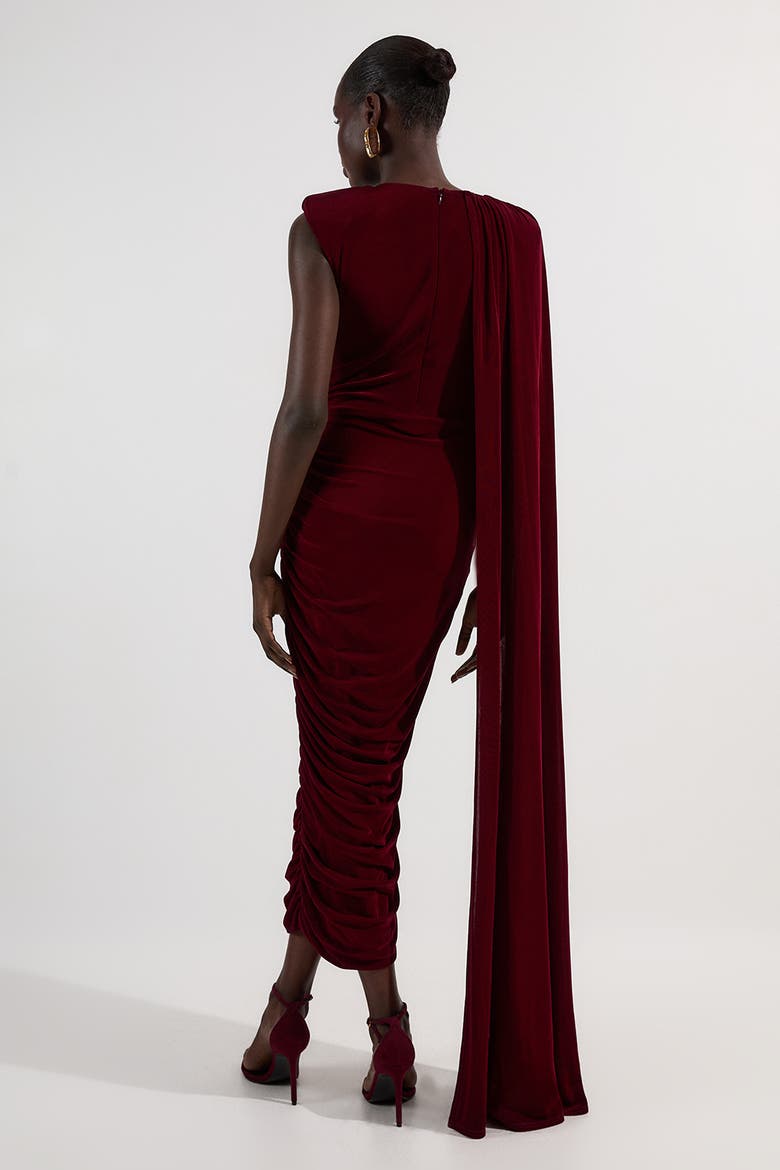 Slinky Crepe Scarf Maxi Dress, Alternate, color, Burgundy