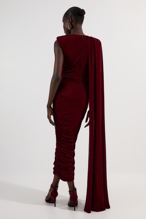 Karen Millen Slinky Crepe Scarf Maxi Dress In Burgundy
