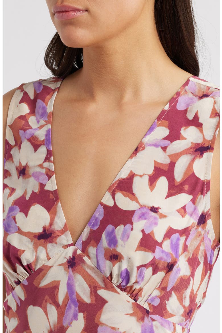Audrina Floral Print Midi Dress, Alternate, color, AMARANTH