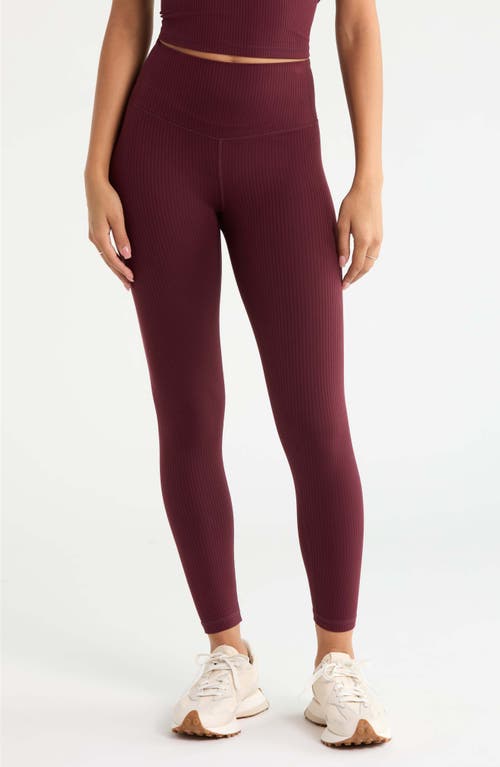 Zella Thrive Rib High Waist 7/8 Leggings In Burgundy