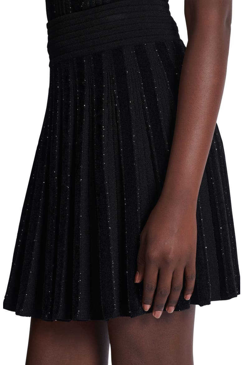 Pleated glitter knit skirt, Alternate, color, black