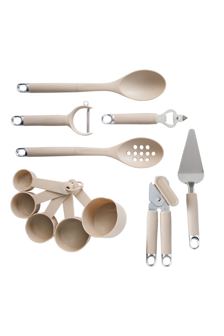 Nylon Kitchen Gadget & Tool Set with Spatulas and Ladle, Alternate, color, Taupe
