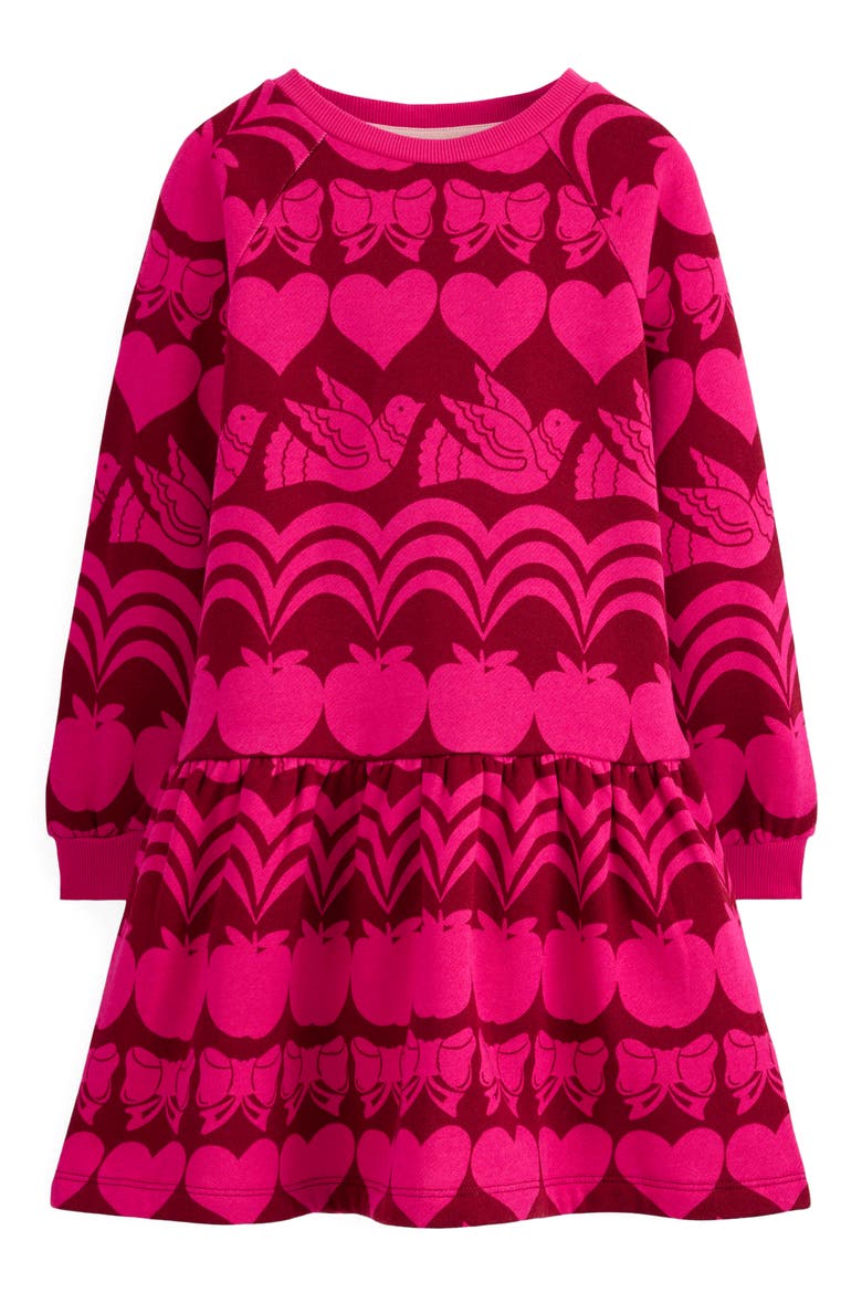 Kids' Mod Print Long Sleeve Sweatshirt Dress, Main, color, RED LIQUORICE FESTIVE FUN