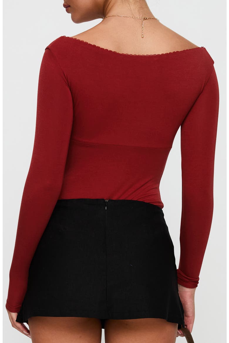 Loveydove Long Sleeve Bodysuit, Alternate, color, BURGUNDY